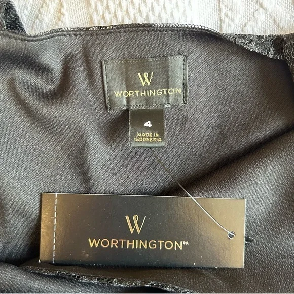 NWT Worthington Black and Gold Lace Dress Size 4 - Picture 8 of 9